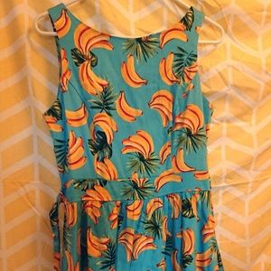 Lady Vintage Aqua Banana Tea Dress (UK size 14)
